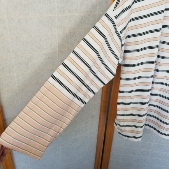 Madewell Easy Crewneck Long-Sleeve Tee Shirt in Pale Blush Striped Size XS - Picture 4 of 8